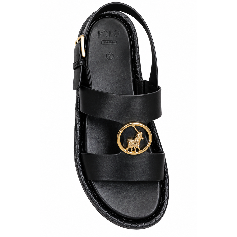 Polo Womens Weave Moulded Trim Sandals In Black