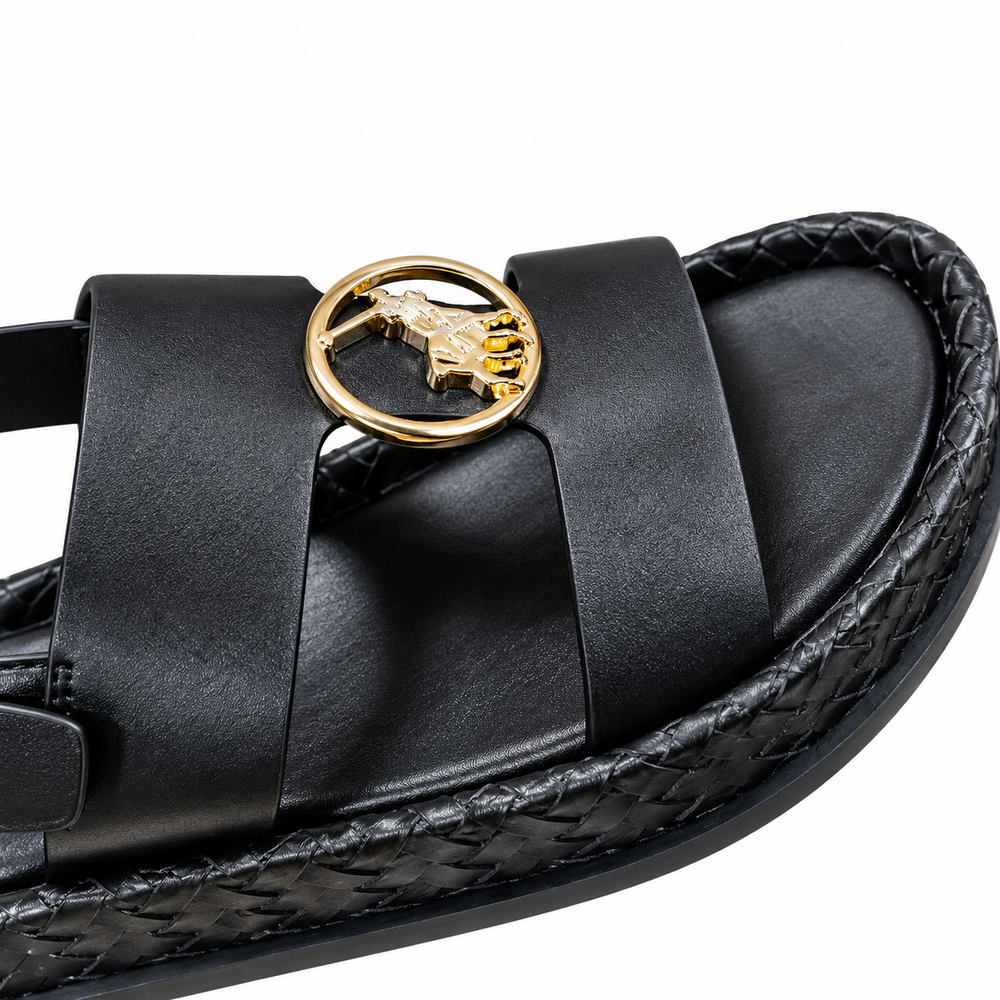 Polo Womens Weave Moulded Trim Sandals In Black