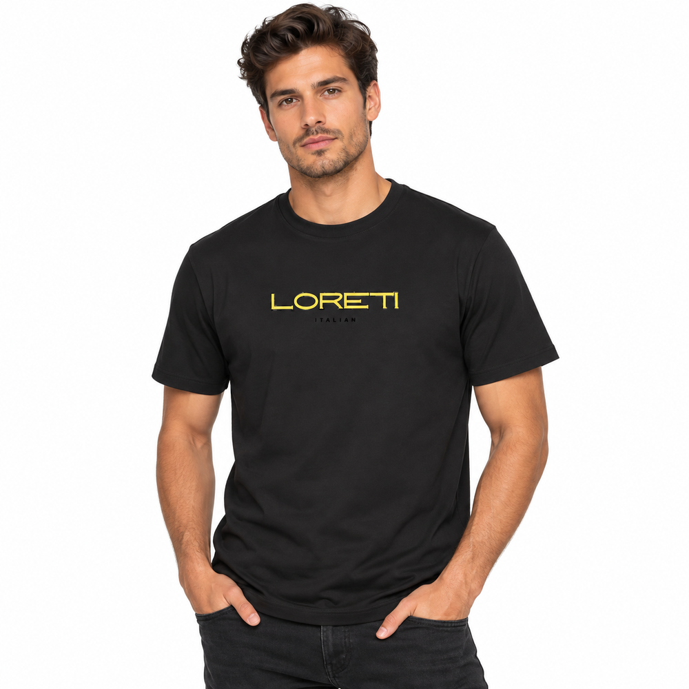 Loreti Mens Crispy Black T-Shirt In Black