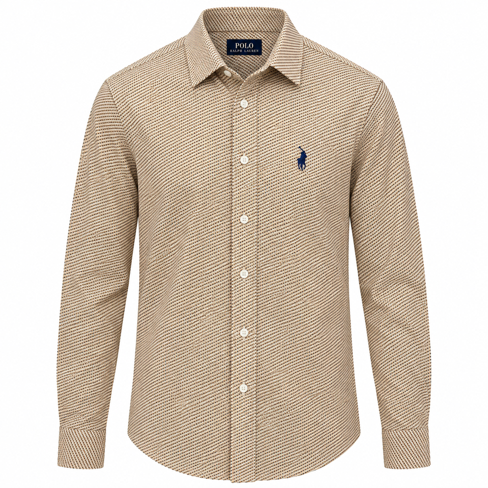 Polo Mens Long Sleeve Micro Shirt Shirt In Orange