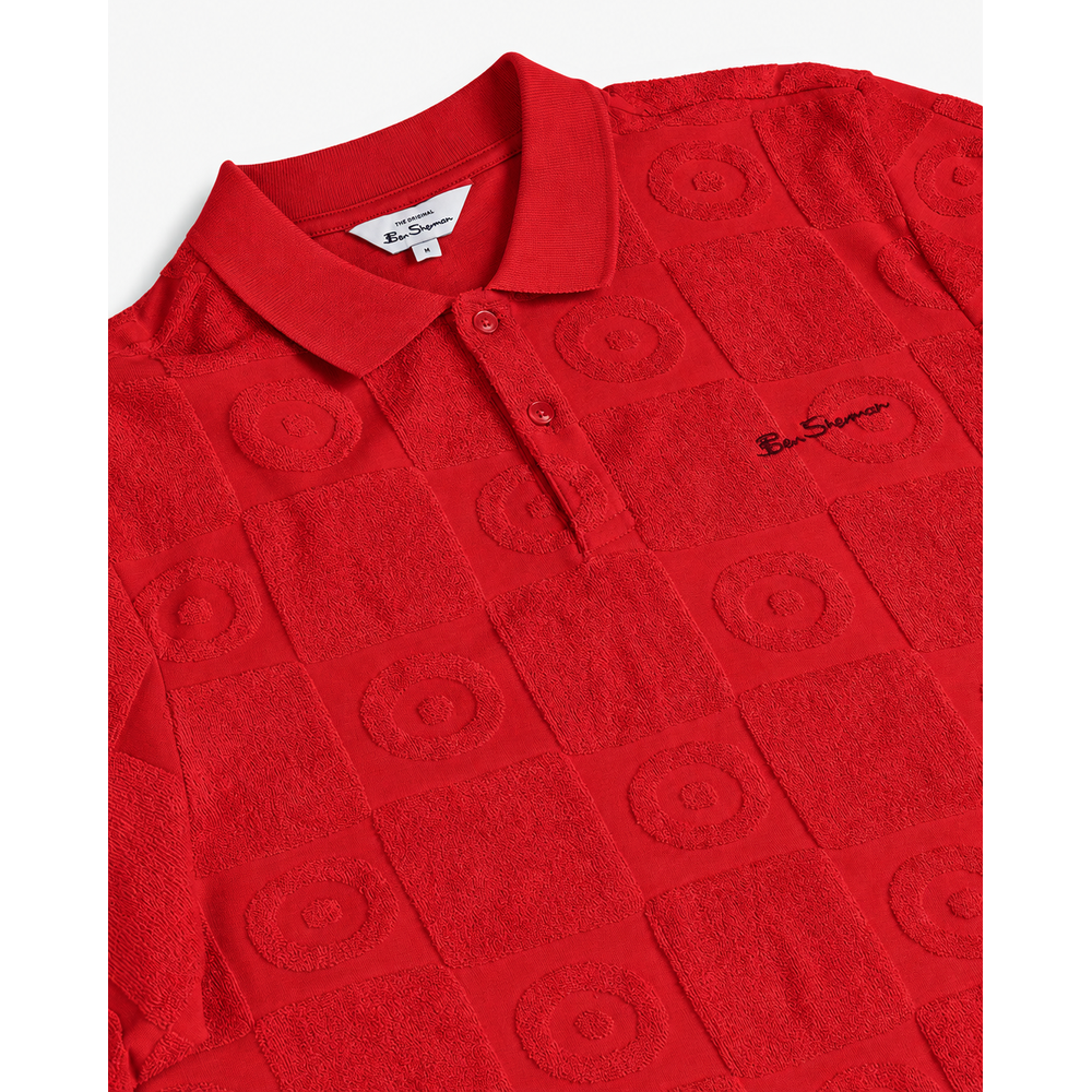 Ben Sherman Mens Tertarpolo Terry Textured Golfer In Red