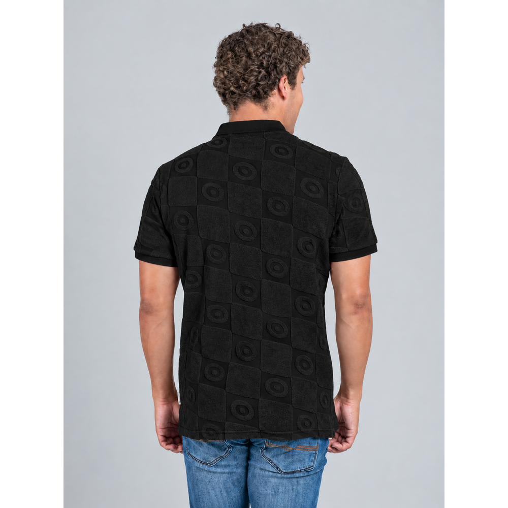 Ben Sherman Mens Tertarpolo Terry Textured Golfer In Black
