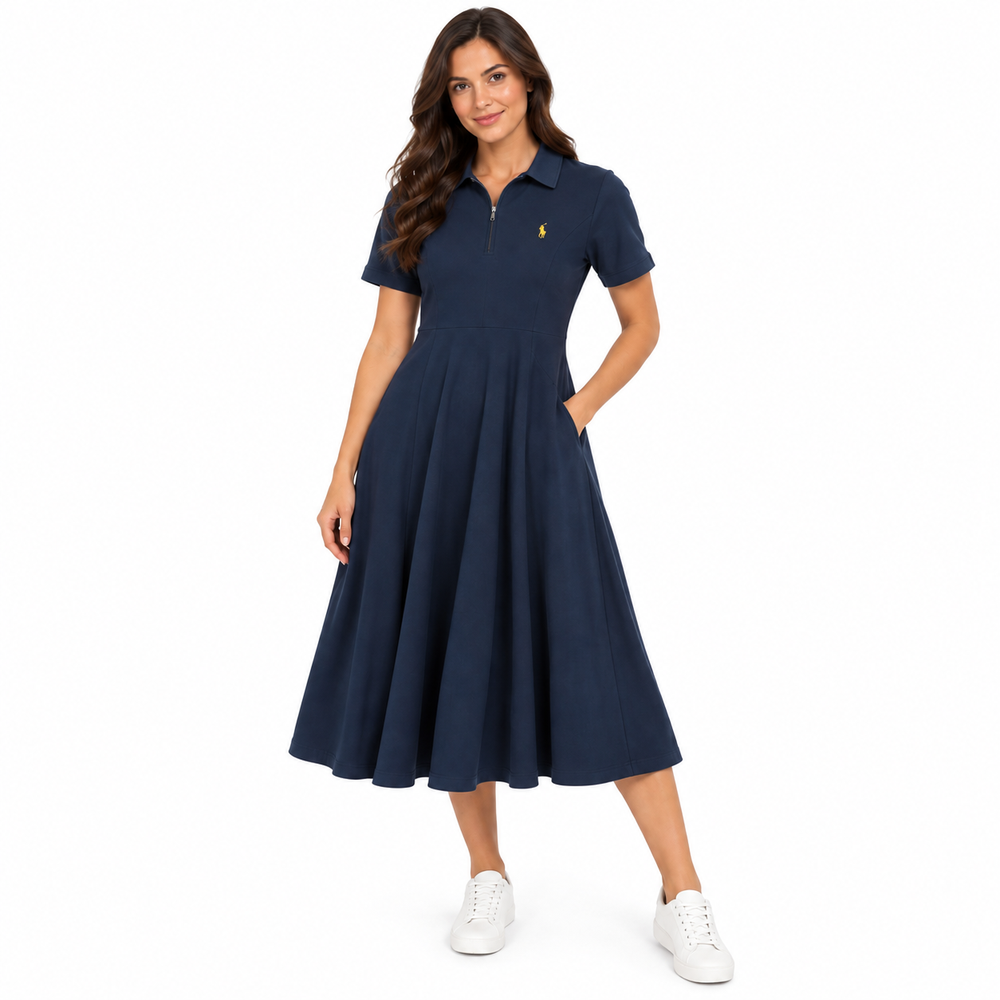 Polo Womens Emily Fit & Flare Golfer Dress In Carbon