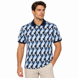 Polo Mens Geo Print Mercerised Golfer In Navy