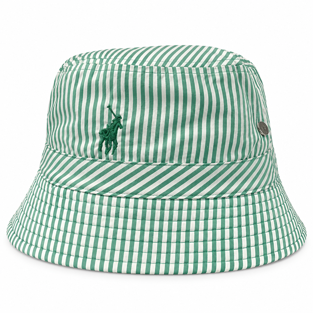 Polo Mens Reversible Striped Bucket Hat In Green
