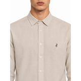 Polo Mens Long Sleeve Plain Linen Blend Shirt In Stone