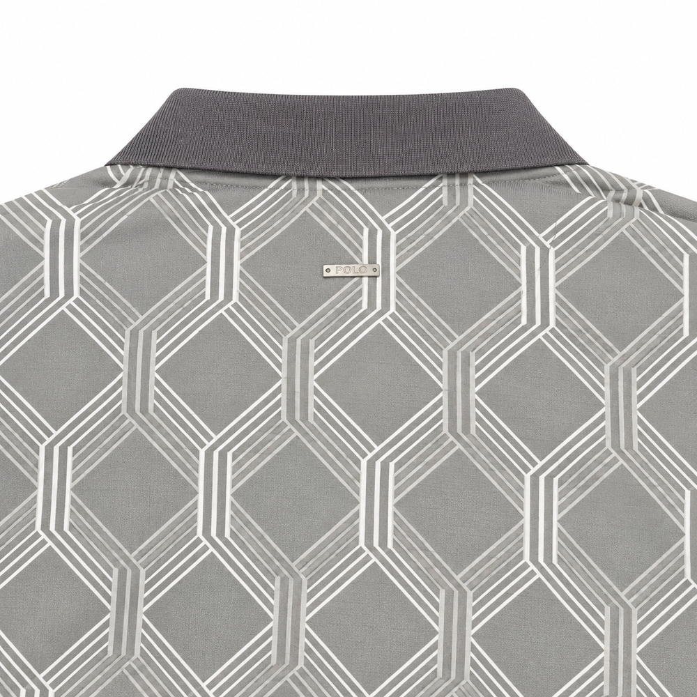Polo Mens Geo Print Mercerised Golfer In Stone