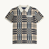 Tshepo Jeans Check Knit Golfer In Navy