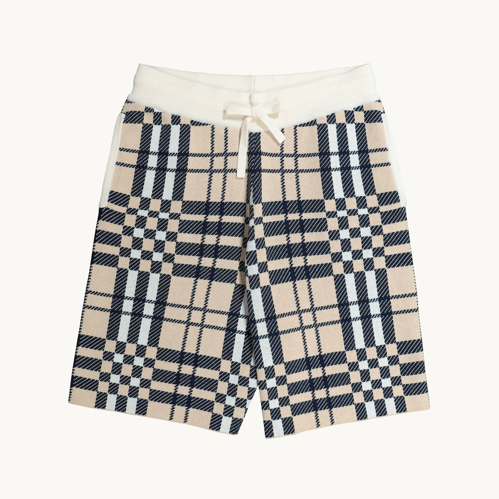 Tshepo Check Knit Shorts In Navy