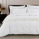 Egyptian Cotton 400 Thread Christy Duvet Cover In White & Gold