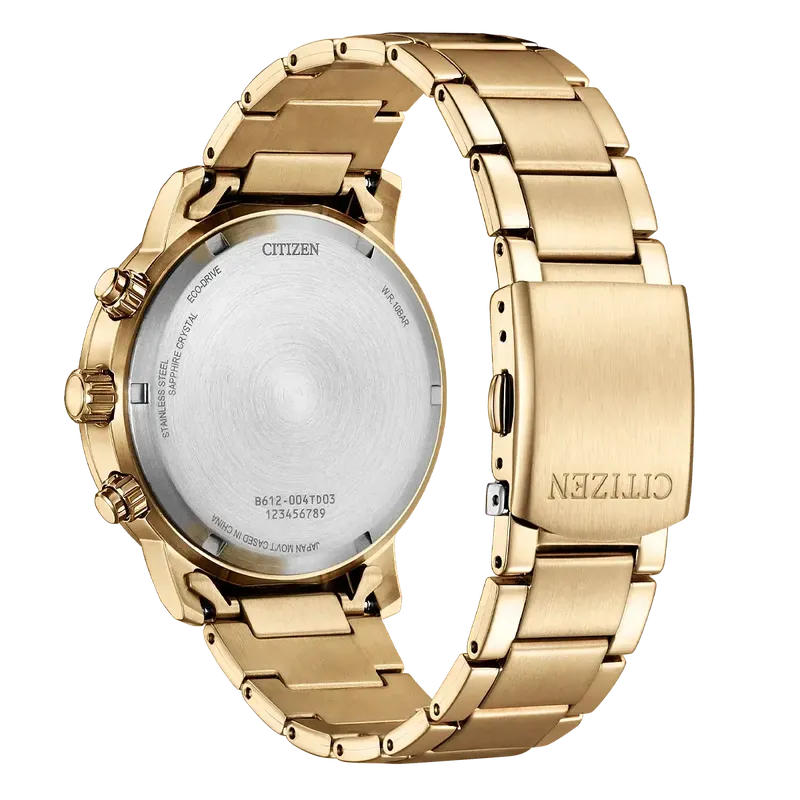 Citizen Gents Eco-Drive Navy Chrono Watch In Gold & Blue
