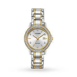 Citizen Womens Eco Drive Swarovski Stainless Steel Watch In Silver/Gold/Silver Dial