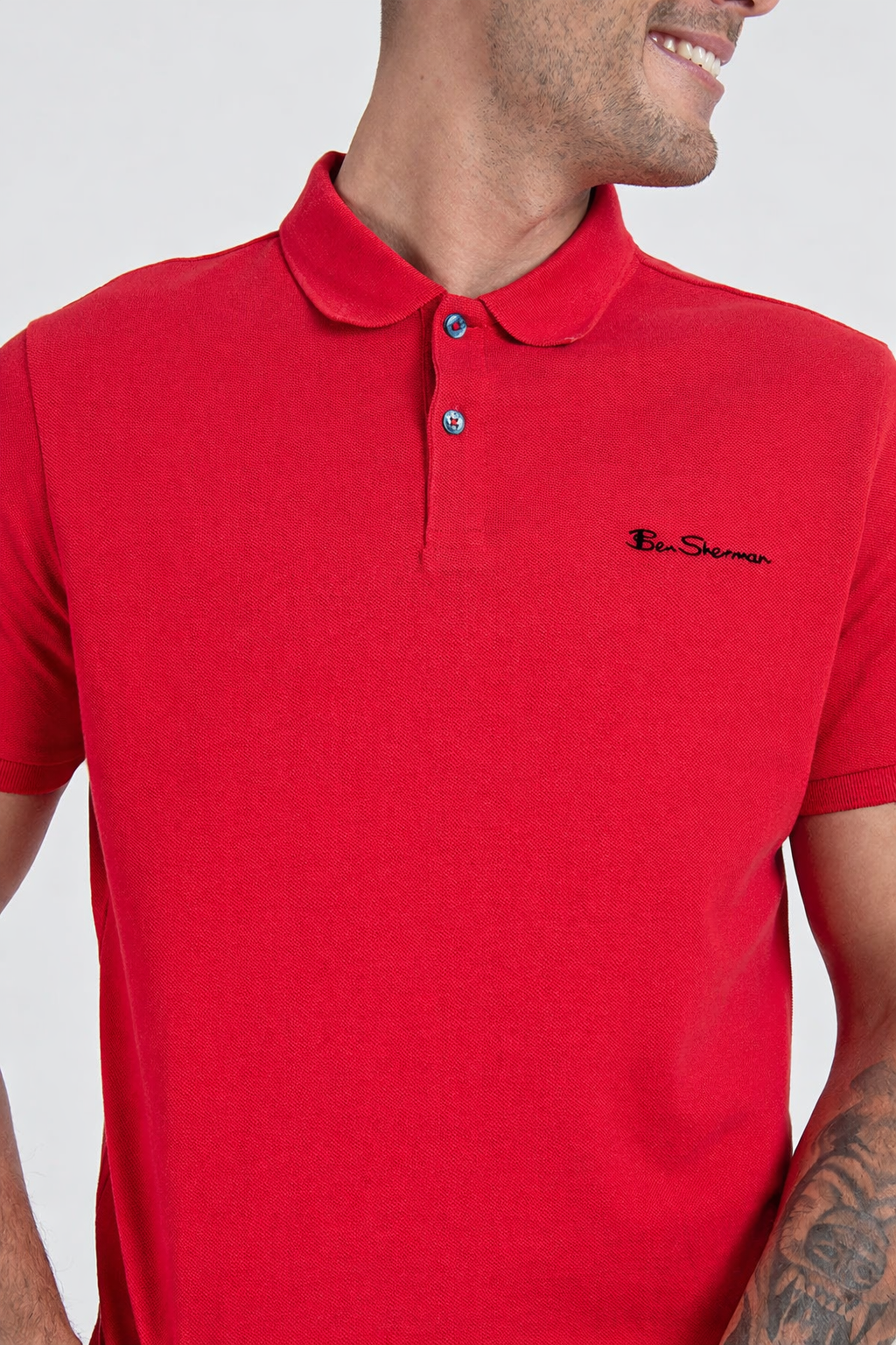 Benshermen Ben Polo Short Sleeve Golfer In Red
