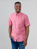 Ben Sherman Mens Linen Shirt Short Sleeve In Salmon
