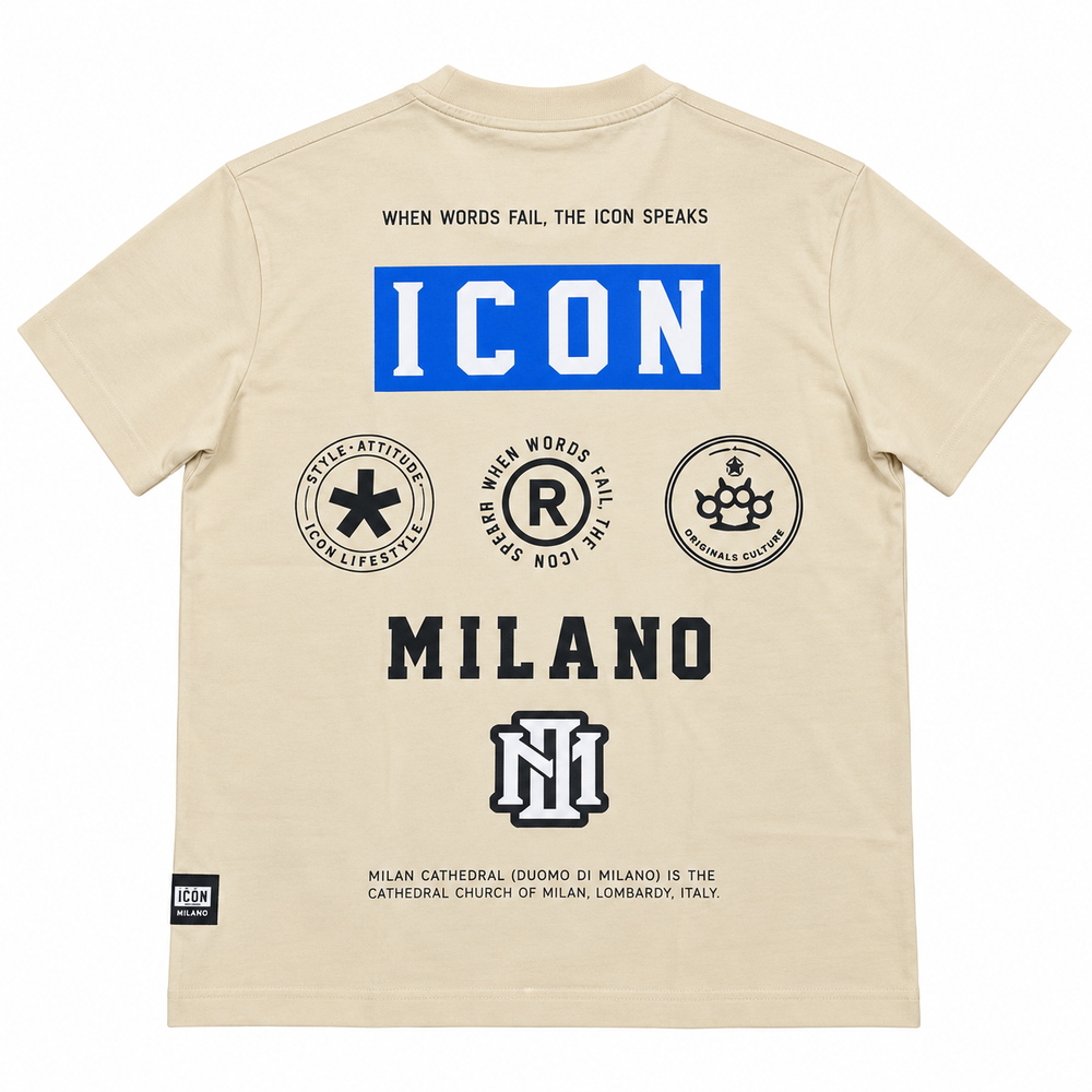 Icon Milano Mens T-Shirt In Apricot