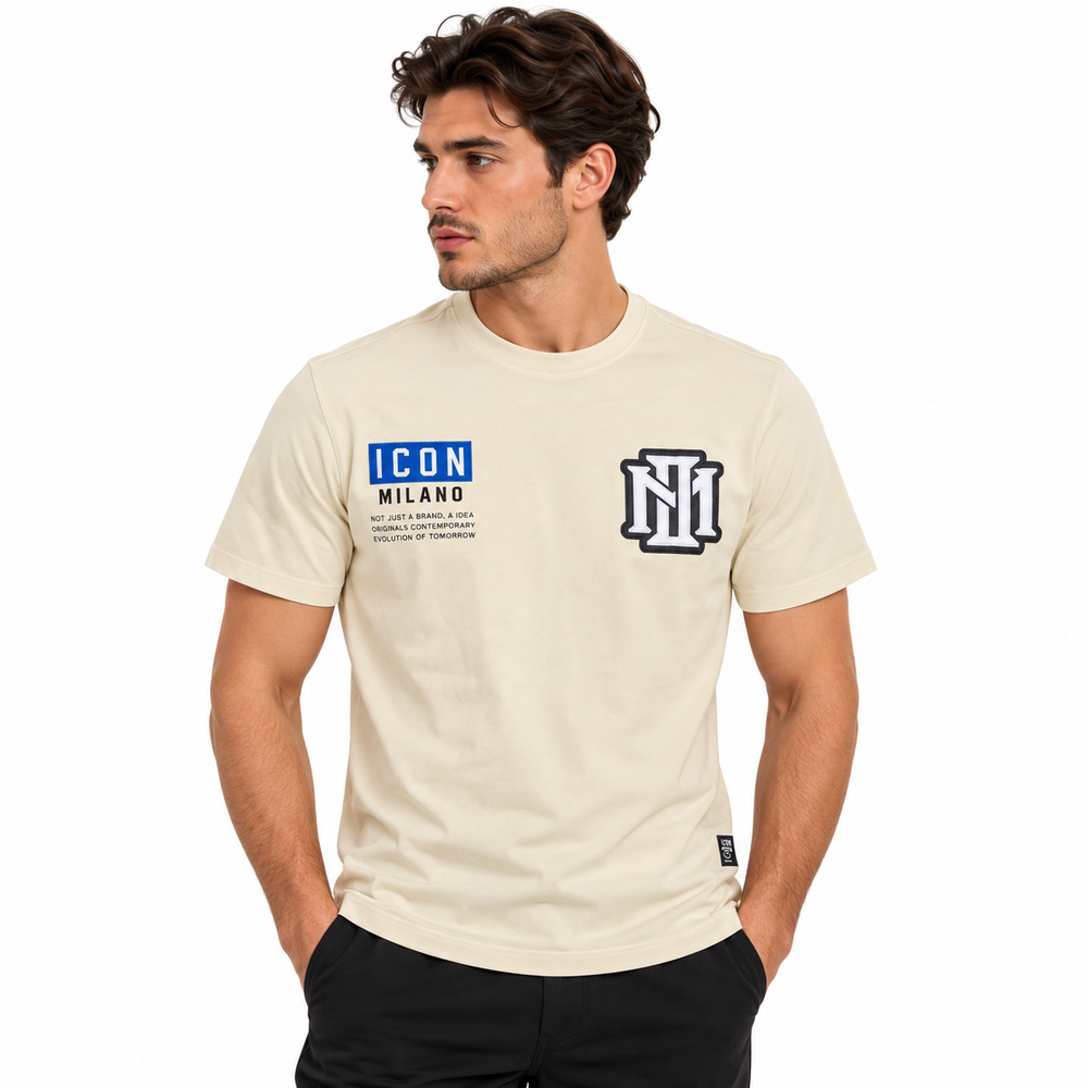 Icon Milano Mens T-Shirt In Apricot