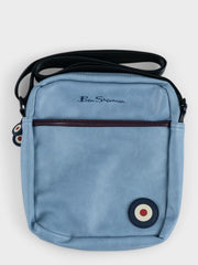 Ben Sherman Mens Leather Crossbody Bag In Sky Blue