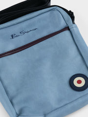 Ben Sherman Mens Leather Crossbody Bag In Sky Blue