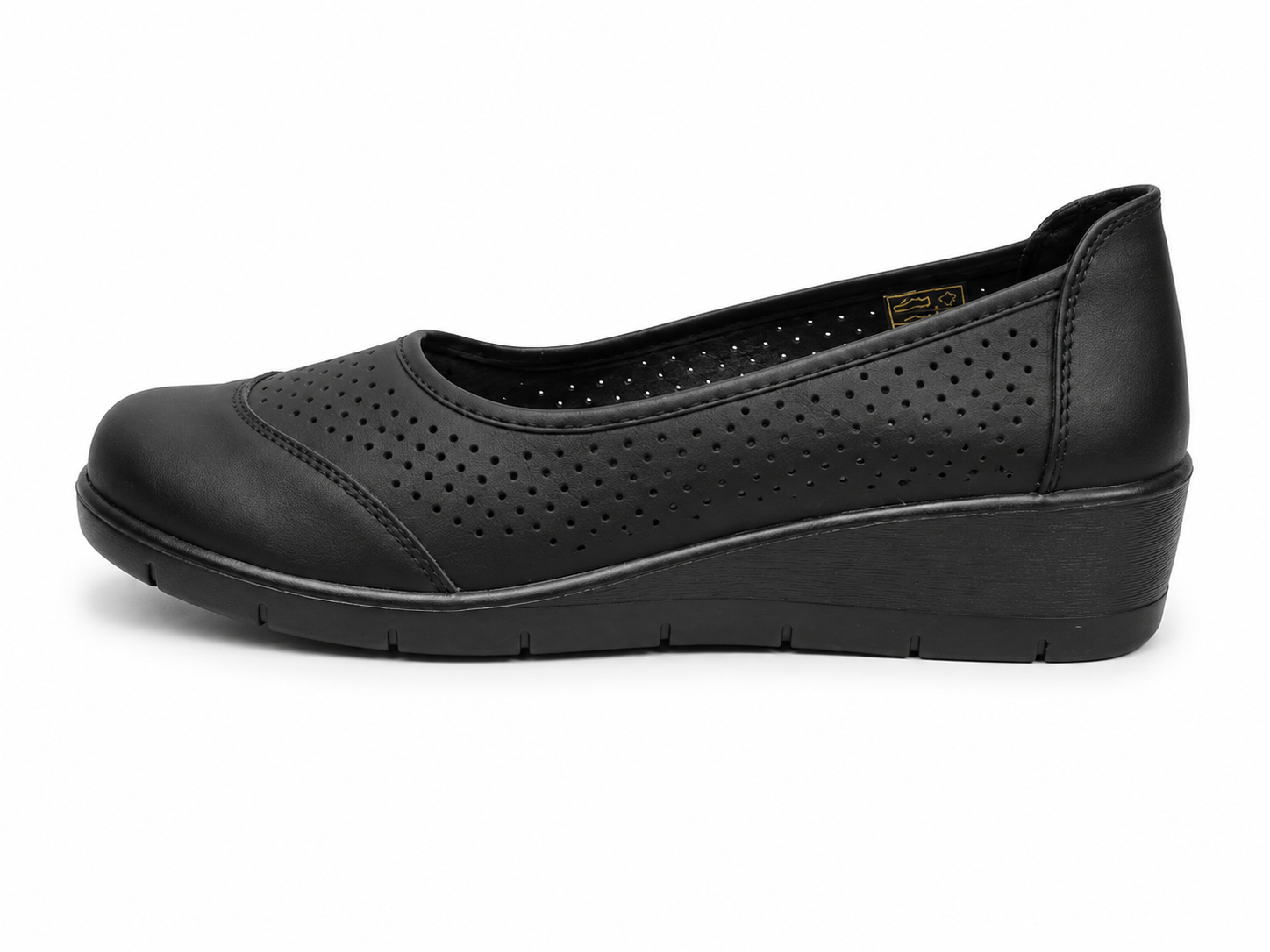 Cusion Walk Ladies Slip On Flat Shoes In Black
