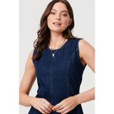 Izabel London Denim Sleeveless Midi Dress In Dark Denim