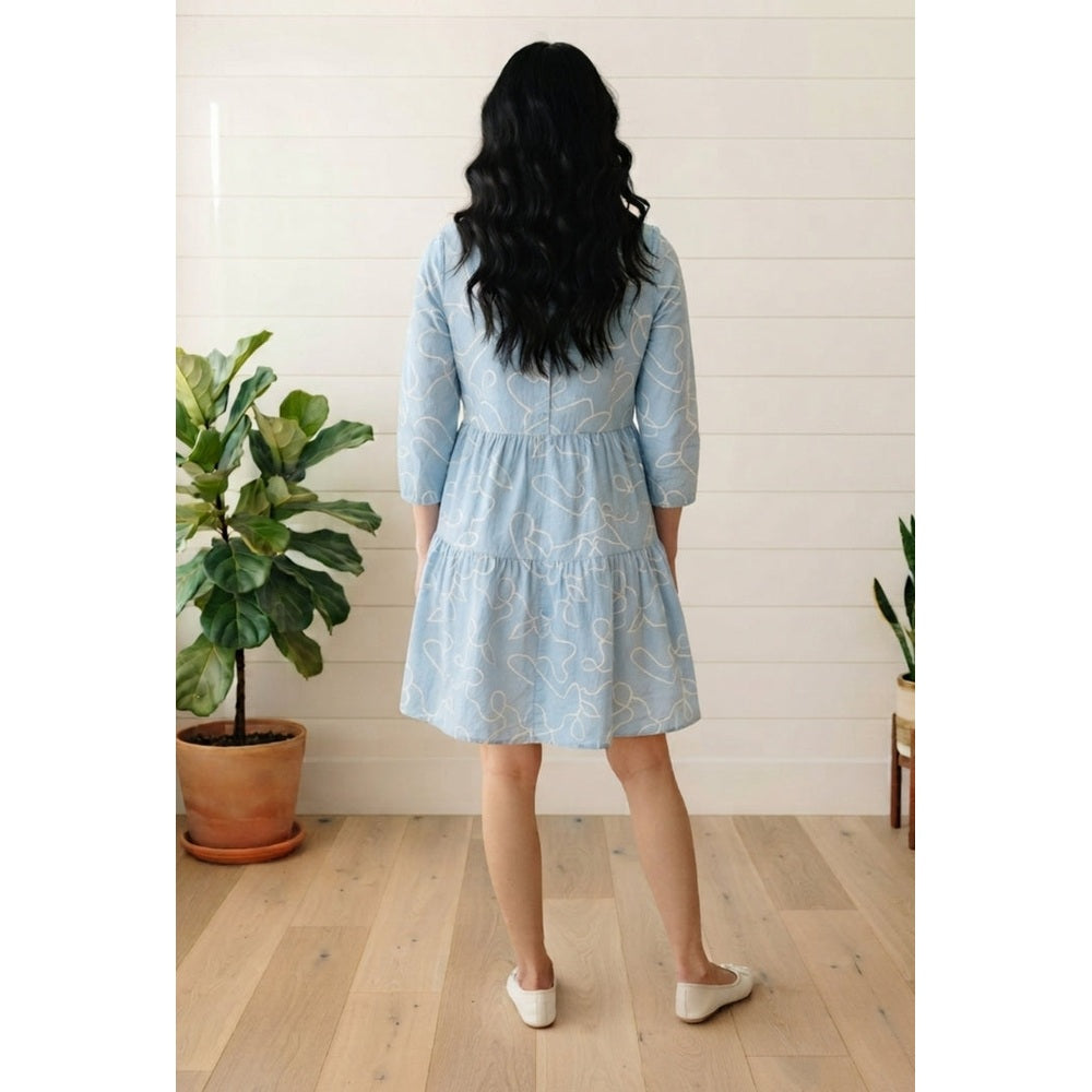 Stella Morgan Abstract Relaxed Short Shirt Dress In Blue