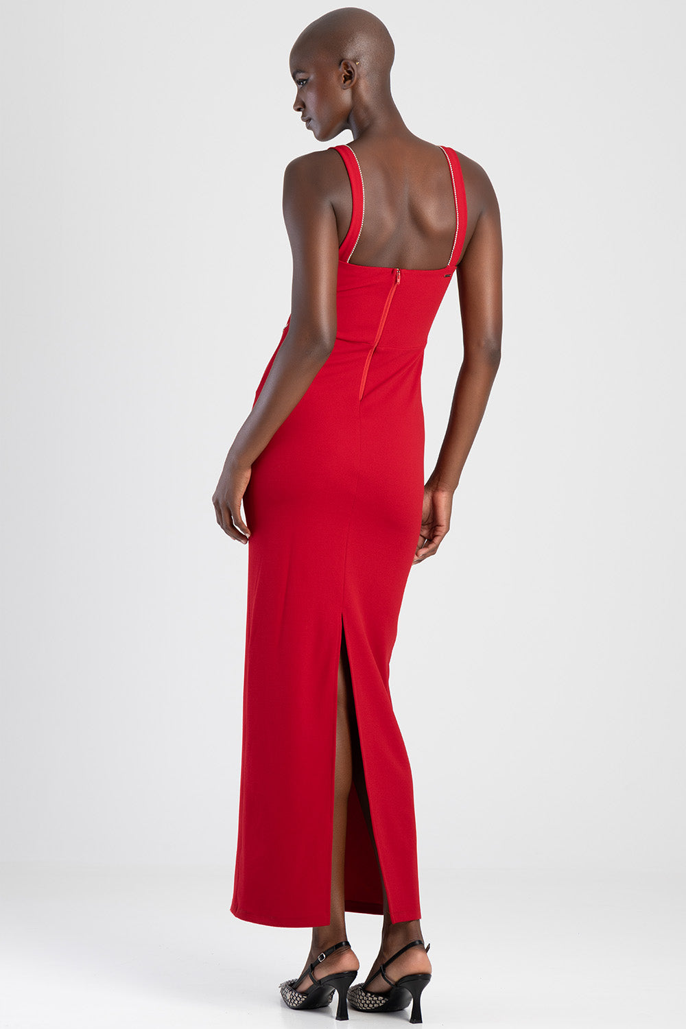 Sissy boy Womens Maxi Dress With a Scoop Neckline In Red