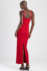 Sissy boy Womens Maxi Dress With a Scoop Neckline In Red