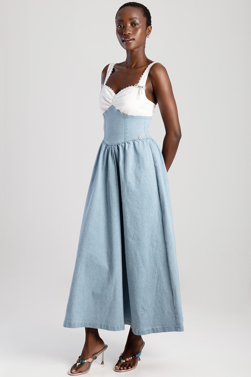 Sissyboy Ladies Panel & Skater Maxi Dress In Medium Vintage