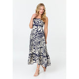 Izabel London Printed A-Line Cami Strap Maxi Dress in Navy Multi