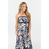 Izabel London Printed A-Line Cami Strap Maxi Dress in Navy Multi