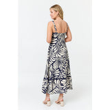 Izabel London Printed A-Line Cami Strap Maxi Dress in Navy Multi