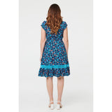 Stella Morgan Ditsy Floral Lace Trim Knee Length Dress In Navy Multi