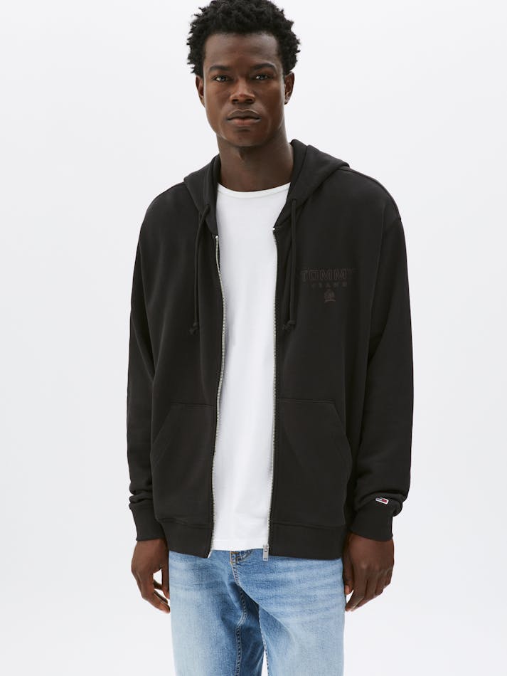 Tommy Hilfiger Tjm Rlx Varsity Tonal Black Hoodie