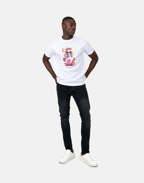 Les Hommes Mens Queen Of Hearts T-Shirt In White