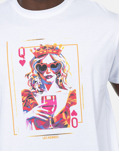Les Hommes Mens Queen Of Hearts T-Shirt In White