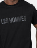 Les Hommes Mens Glitter Chest Logo T-Shirt In Black