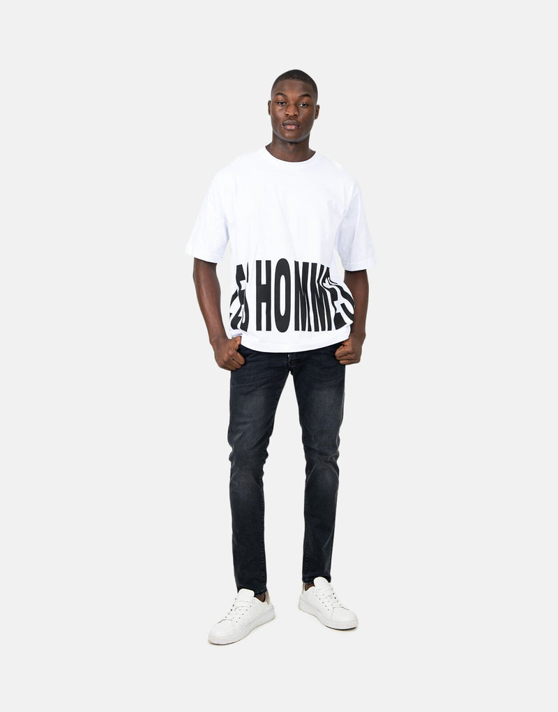 Les Hommes Mens Macro Logo T-Shirt In White