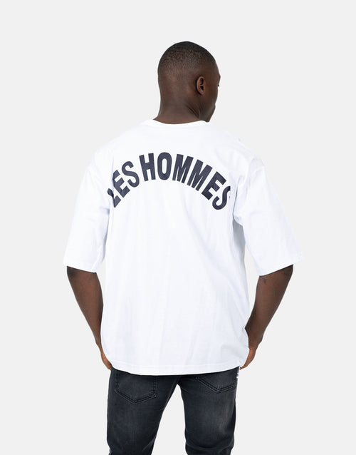 Les Hommes Mens Overlogo Back T-Shirt In White