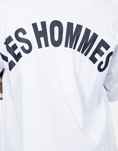 Les Hommes Mens Overlogo Back T-Shirt In White