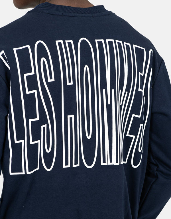 Les Hommes Mens Back Font Sweatshirt In Blue