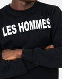 Les Hommes Mens Font Sweatshirt Black