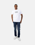 Les Hommes Mens Block Print T-Shirt In White