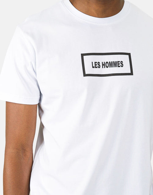 Les Hommes Mens Block Print T-Shirt In White