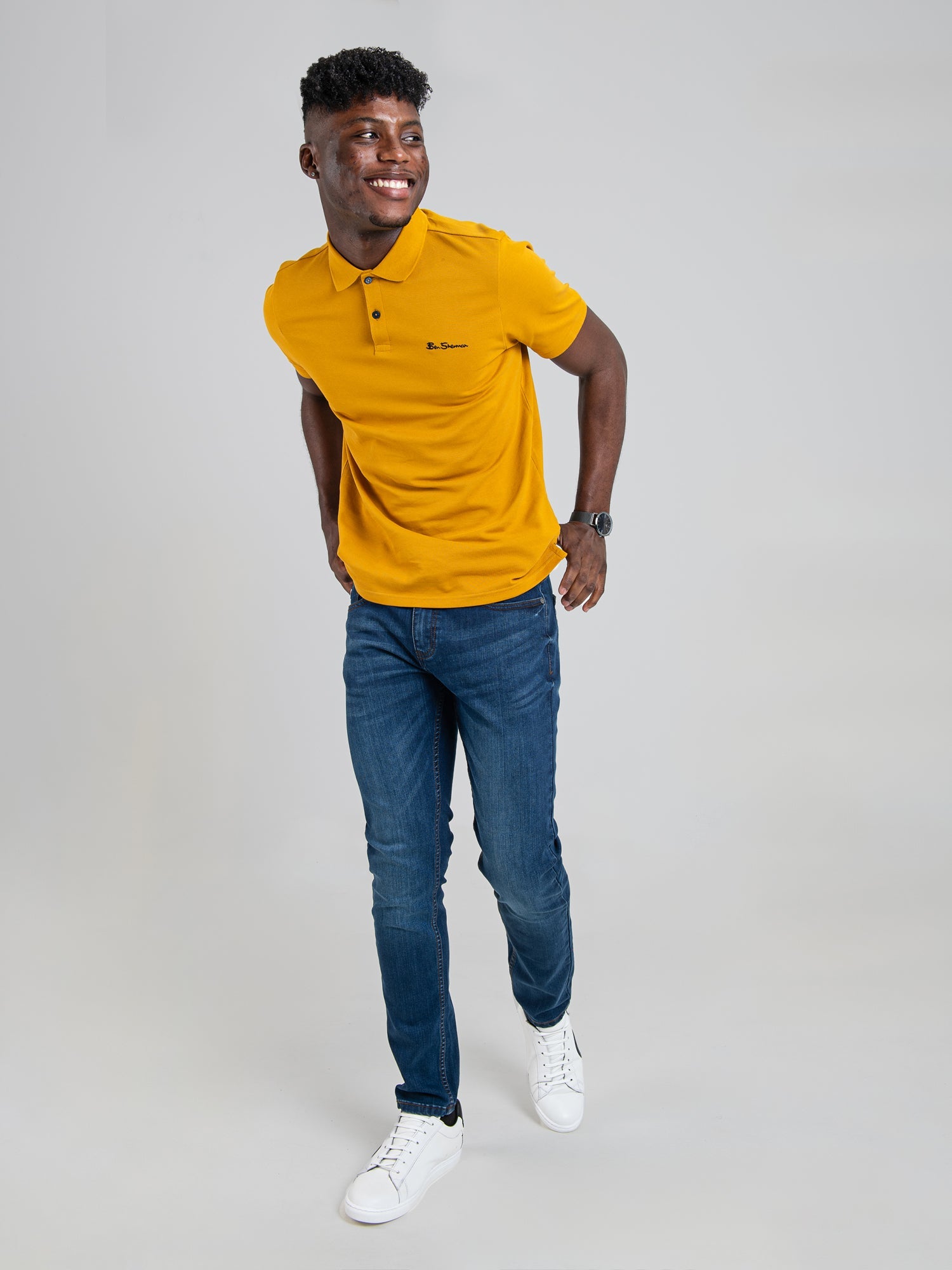 Ben Sherman Ben Polo Mens Golfers In Banana