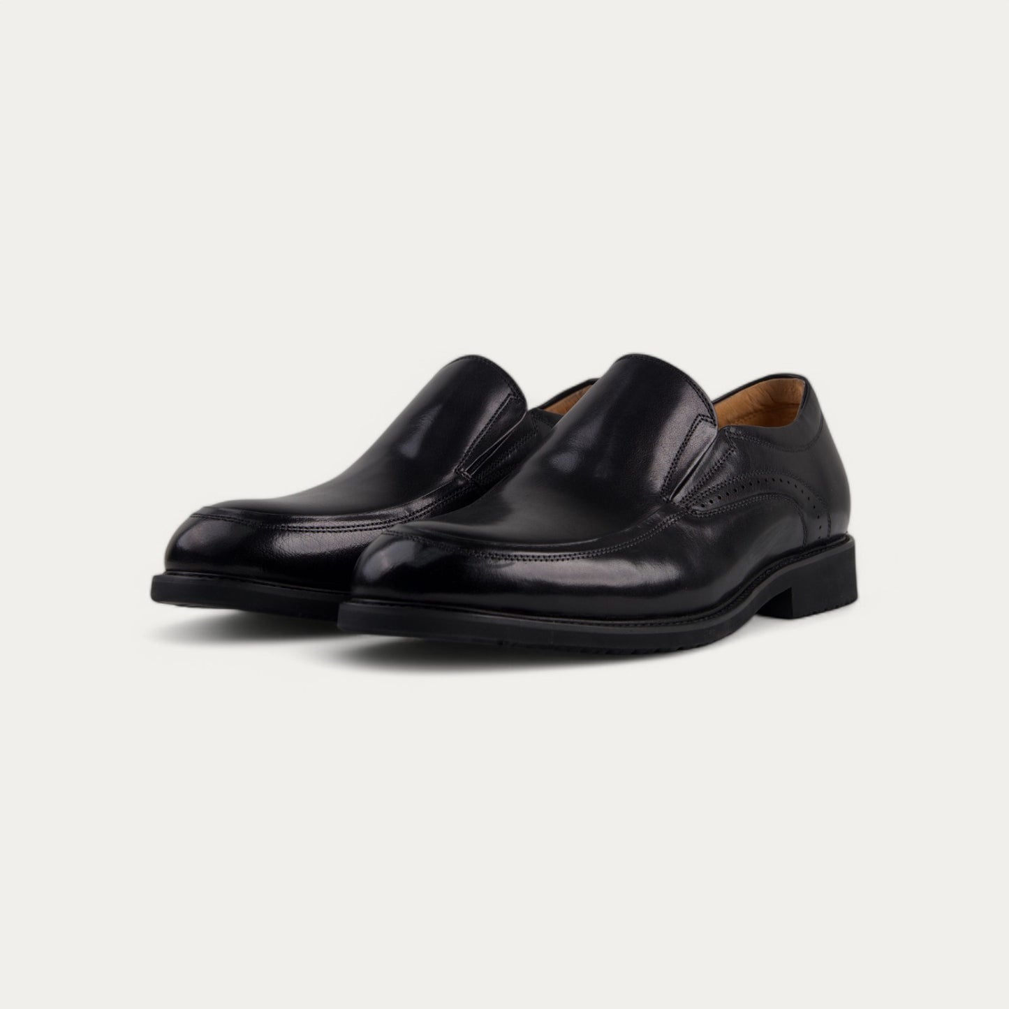 La-Manne Mens Leather Shoes In Black