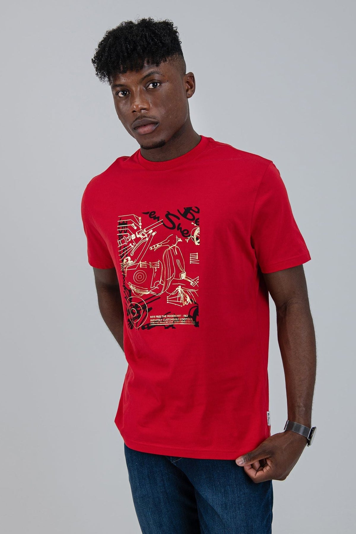 Ben Sherman W78234 Expolded Scooter Foil Print Tee Red