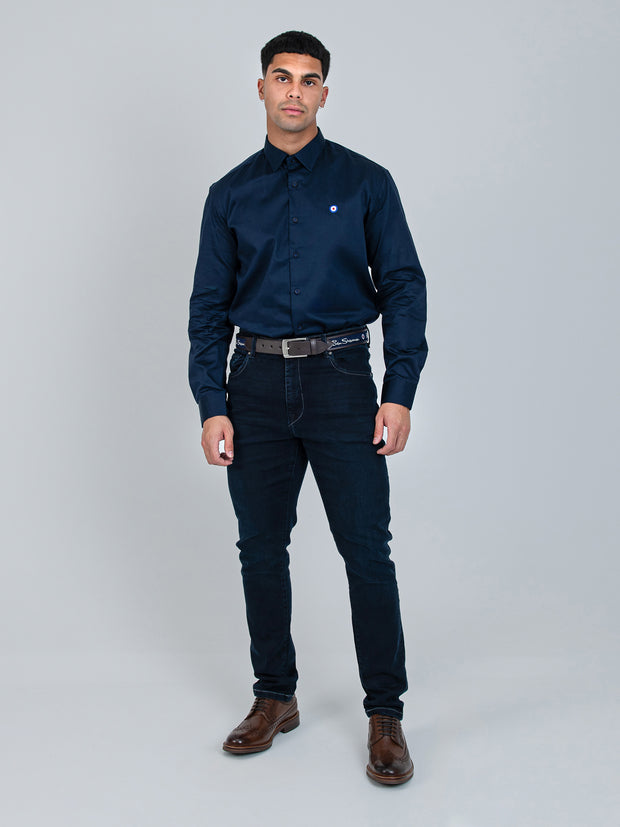 Ben Sherman Mens Target L/S Shirt Navy