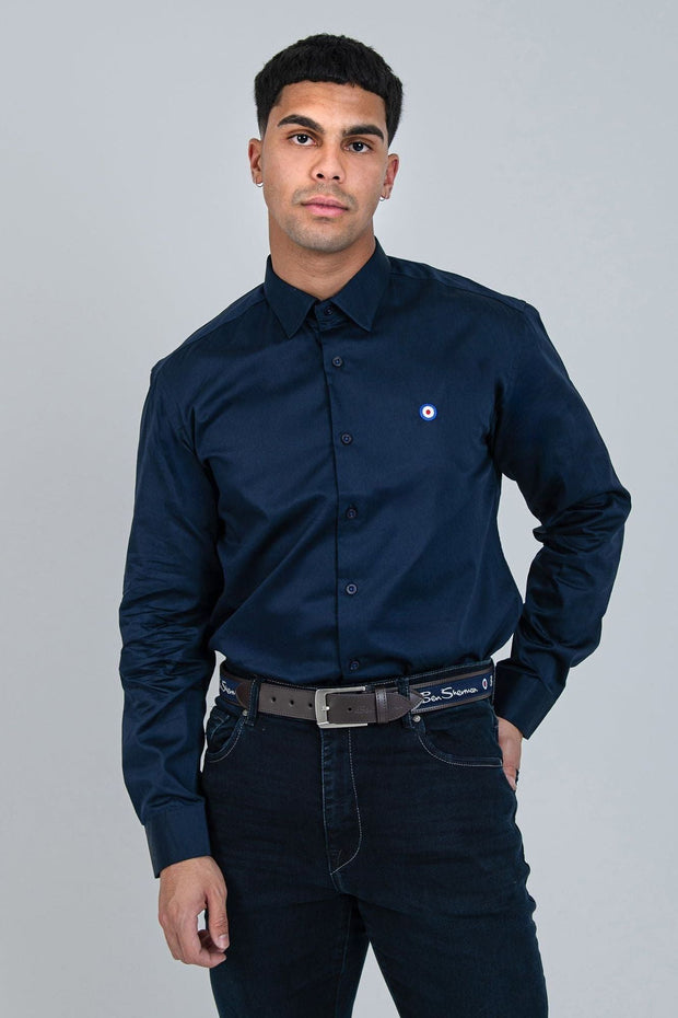 Ben Sherman Mens Target L/S Shirt Navy