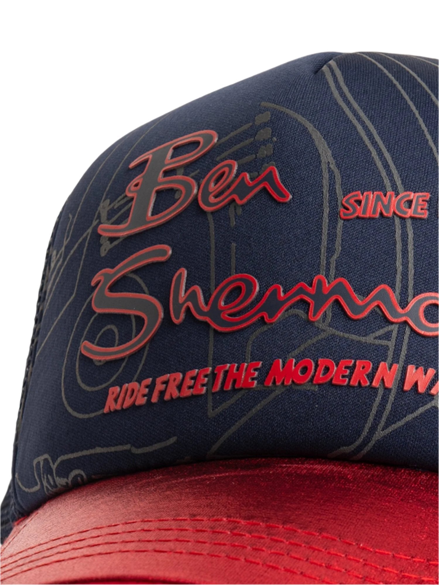 Ben Sherman Bshead049 Exploded Scooter Foil Trucker Navy/Red