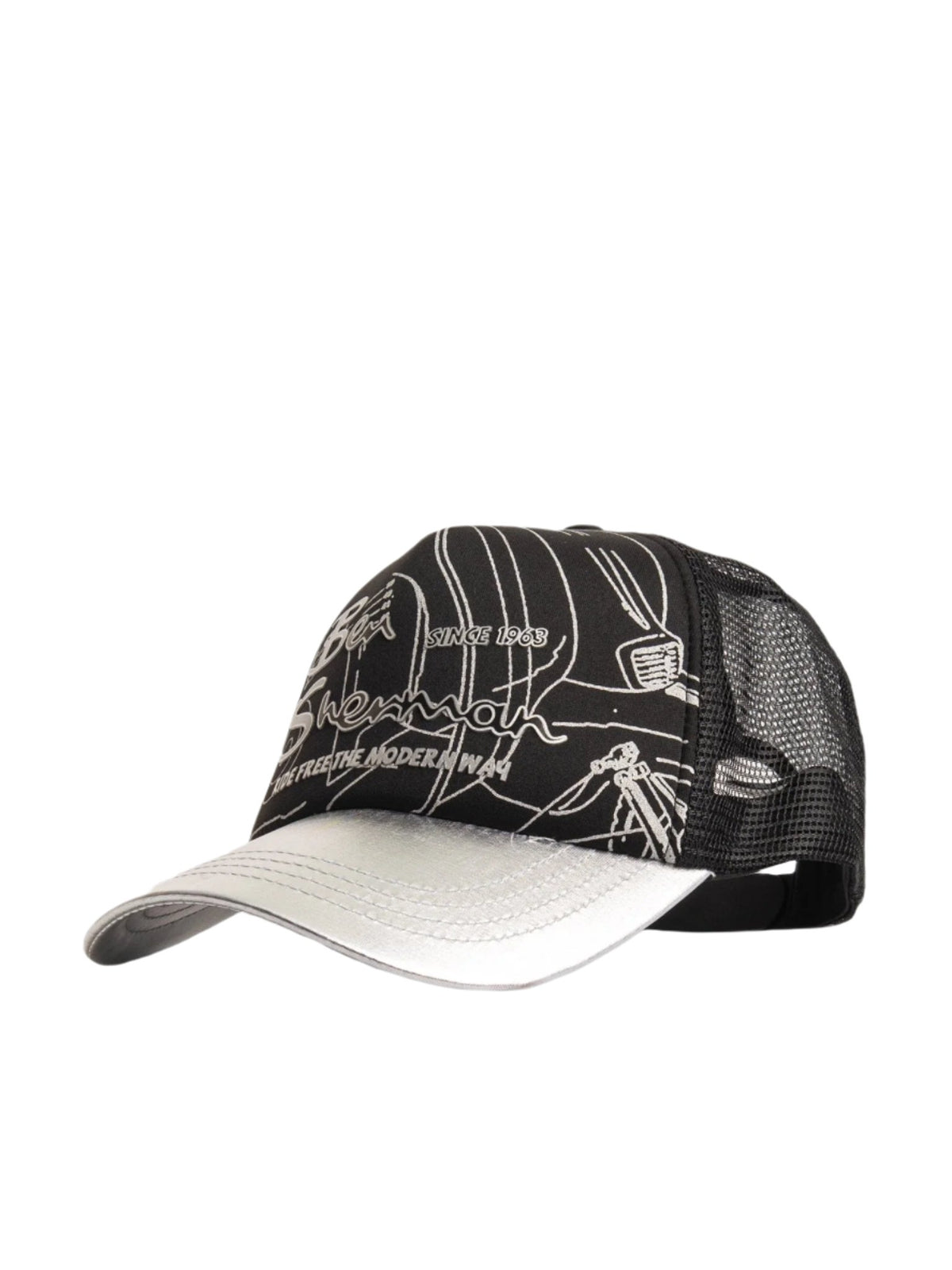 Ben Sherman Bshead049 Exploded Scooter Foil Trucker Black & Grey